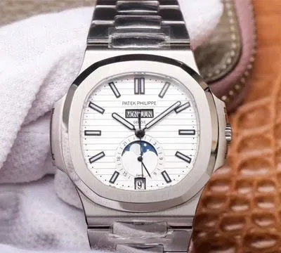 Patek Philippe Nautilus 5726 1A-010 PF Factory 1:1 Best Edition Replica Watch Moonphase Silver White Dial Swiss Cal.324 S QA LU 24 H